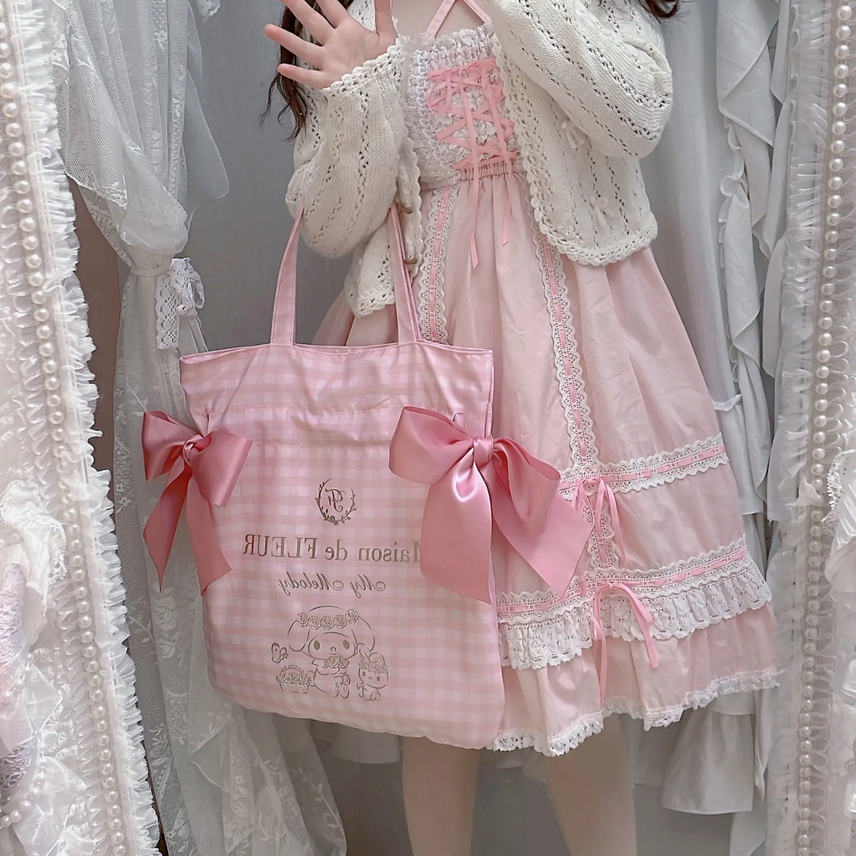 Maison De Fleur x My Melody Large Capacity Bow Tote Bag