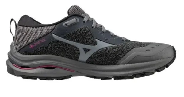 Mizuno Wave Rider GTX (D Width) - Black/Grey/Pink (Womens)