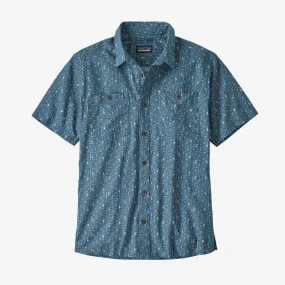 Patagonia Men's Back Step Shirt - Swamp Stamp Multi: Pigeon Blue