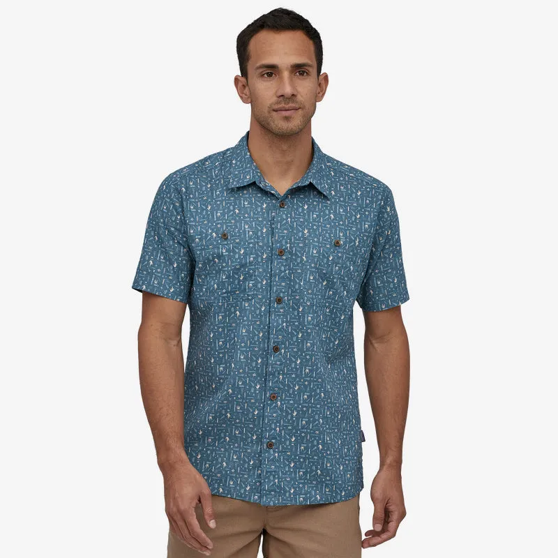 Patagonia Men's Back Step Shirt - Swamp Stamp Multi: Pigeon Blue