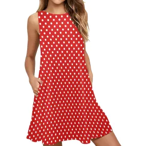 Red Dot Women's Sleeveless A-Line Pocket Dress (D57)