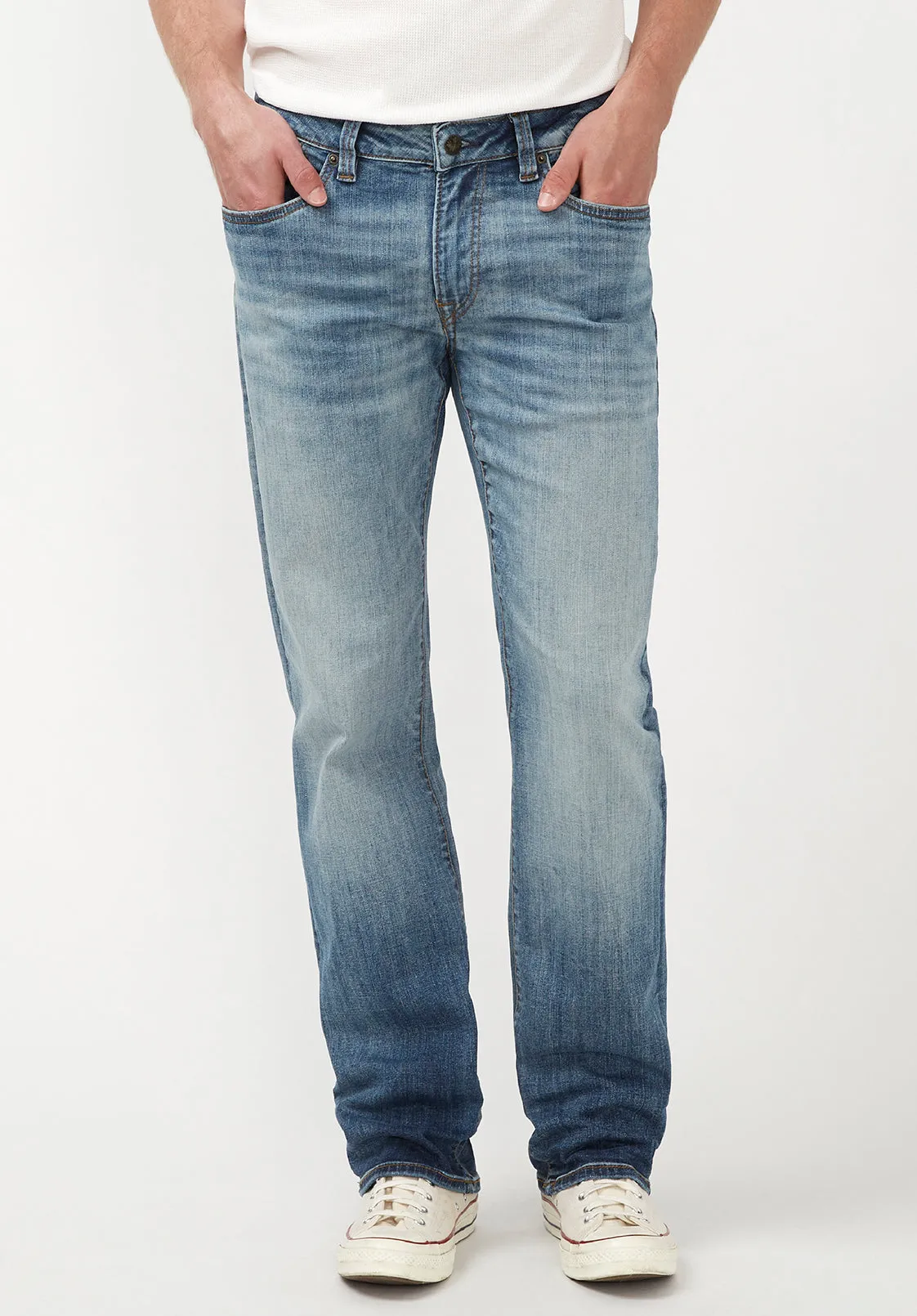 Relaxed Straight Driven Men's Jeans in Sanded Blue - BM22641