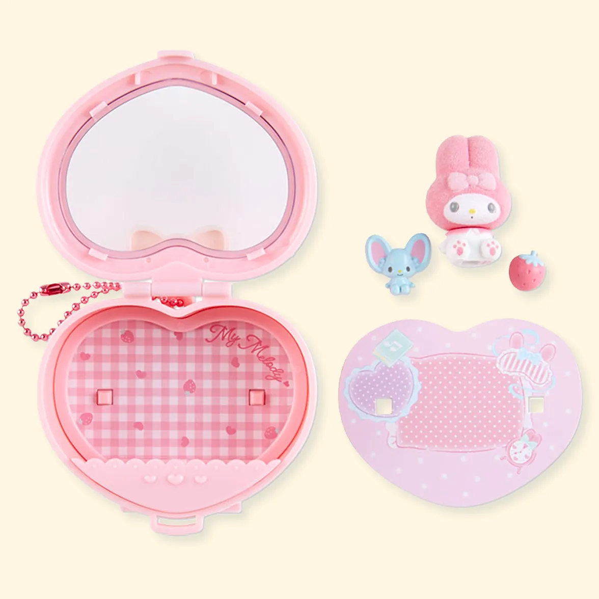 Sanrio Heart Attack Compact Mirror with keychain - SANRIO Japan