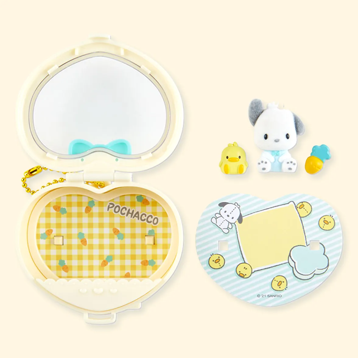 Sanrio Heart Attack Compact Mirror with keychain - SANRIO Japan