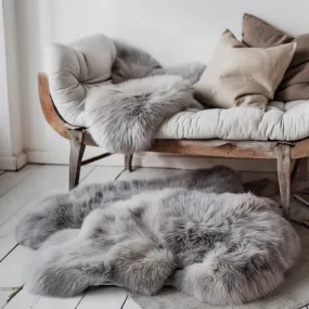 Silver Grey Sheepskin Rug, throw - Soft and Plush Home Decor