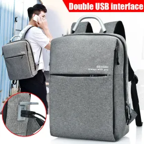 Unisex Backpack w/Double External USB Phone Charger